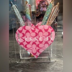 Coach Pink Heart Pen Holder